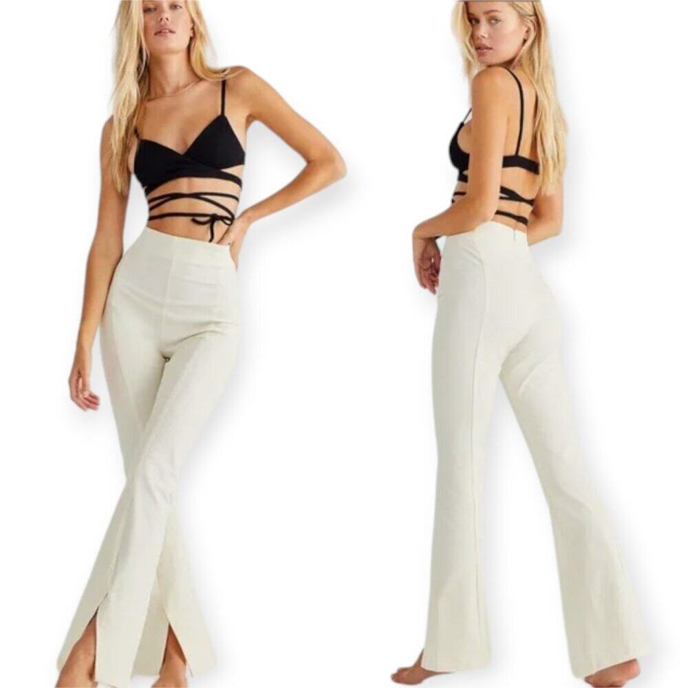 Free People We The Free Vegan Leather Pants SIZE 24 White Slit Straight